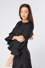 Arabella Black Top With Oversized Collar