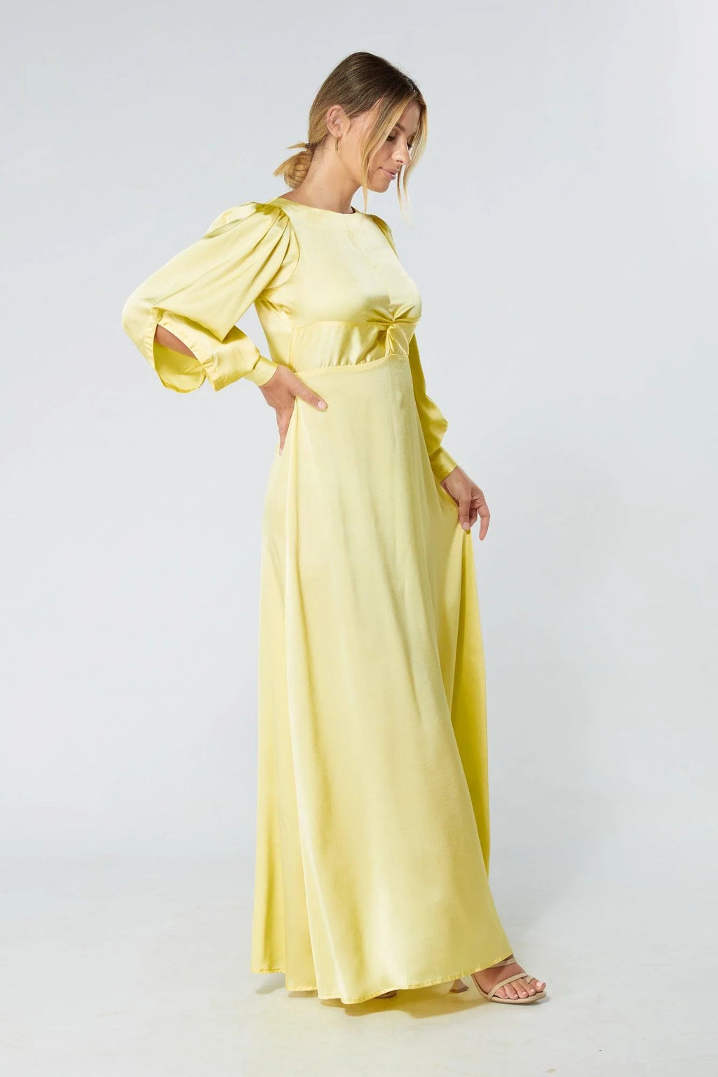 Lila Yellow Knotted Front Maxi Dress