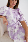 Mila Purple And White Light Denim Mini Dress