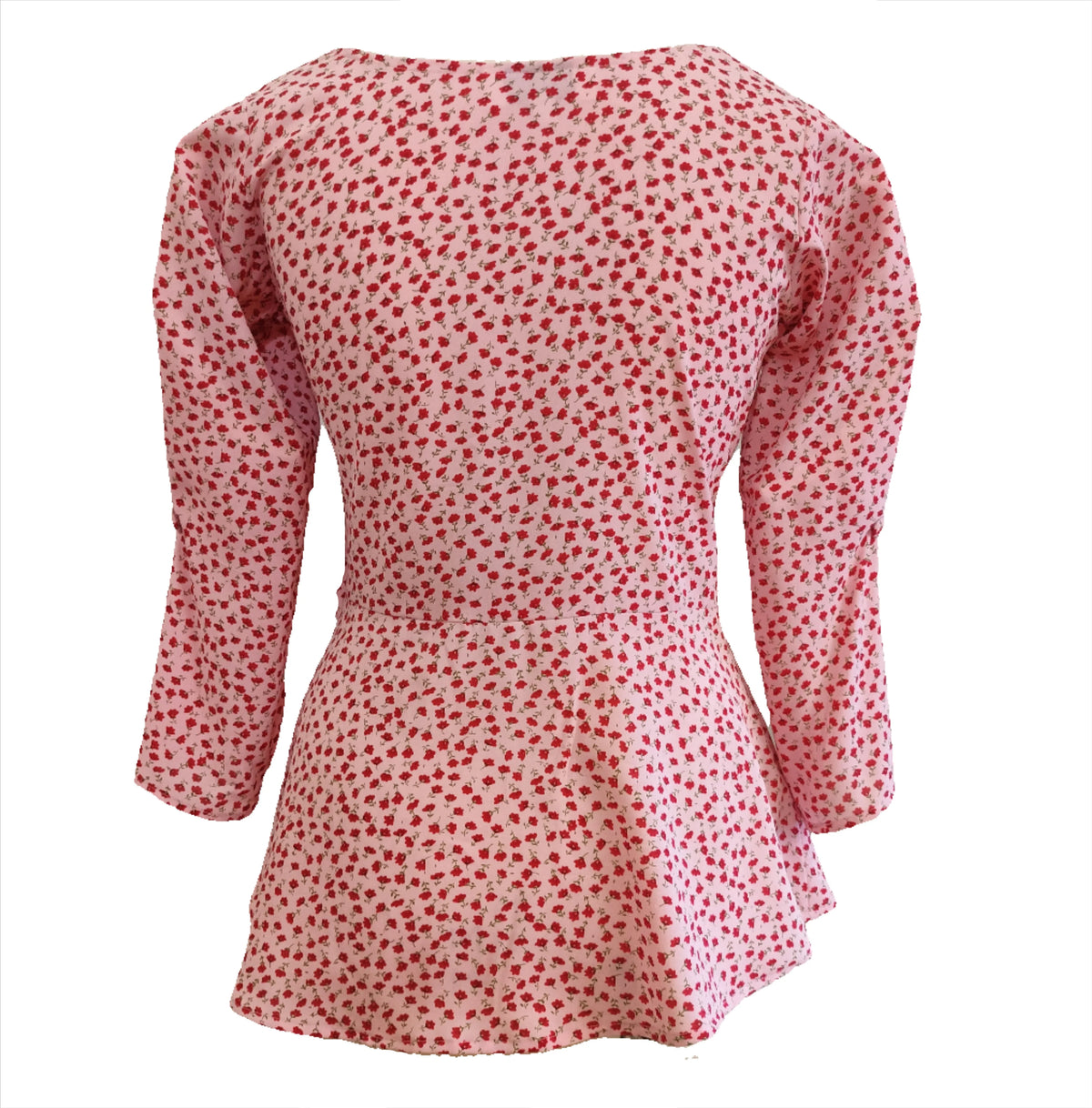Bella pink floral front knotted top