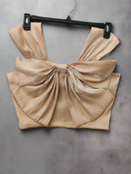 Soomin Shimmery Beige Crop Top With Oversized Bow