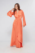 Ophelia Peachy Orange Luxury Satin Maxi