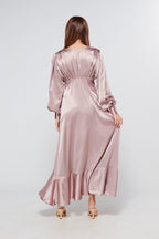 Charlize Dusty Pink Buttoned Front Maxi Dress
