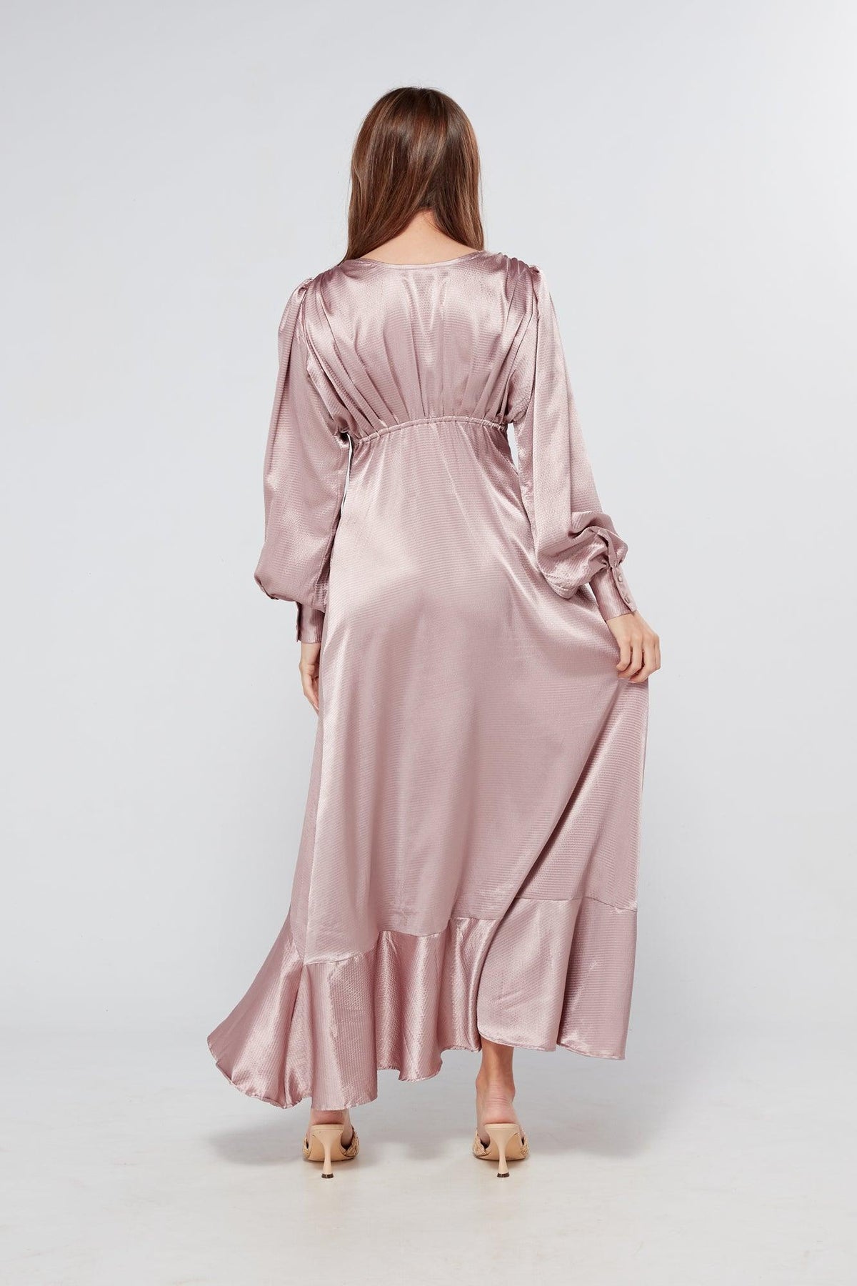 Charlize Dusty Pink Buttoned Front Maxi Dress
