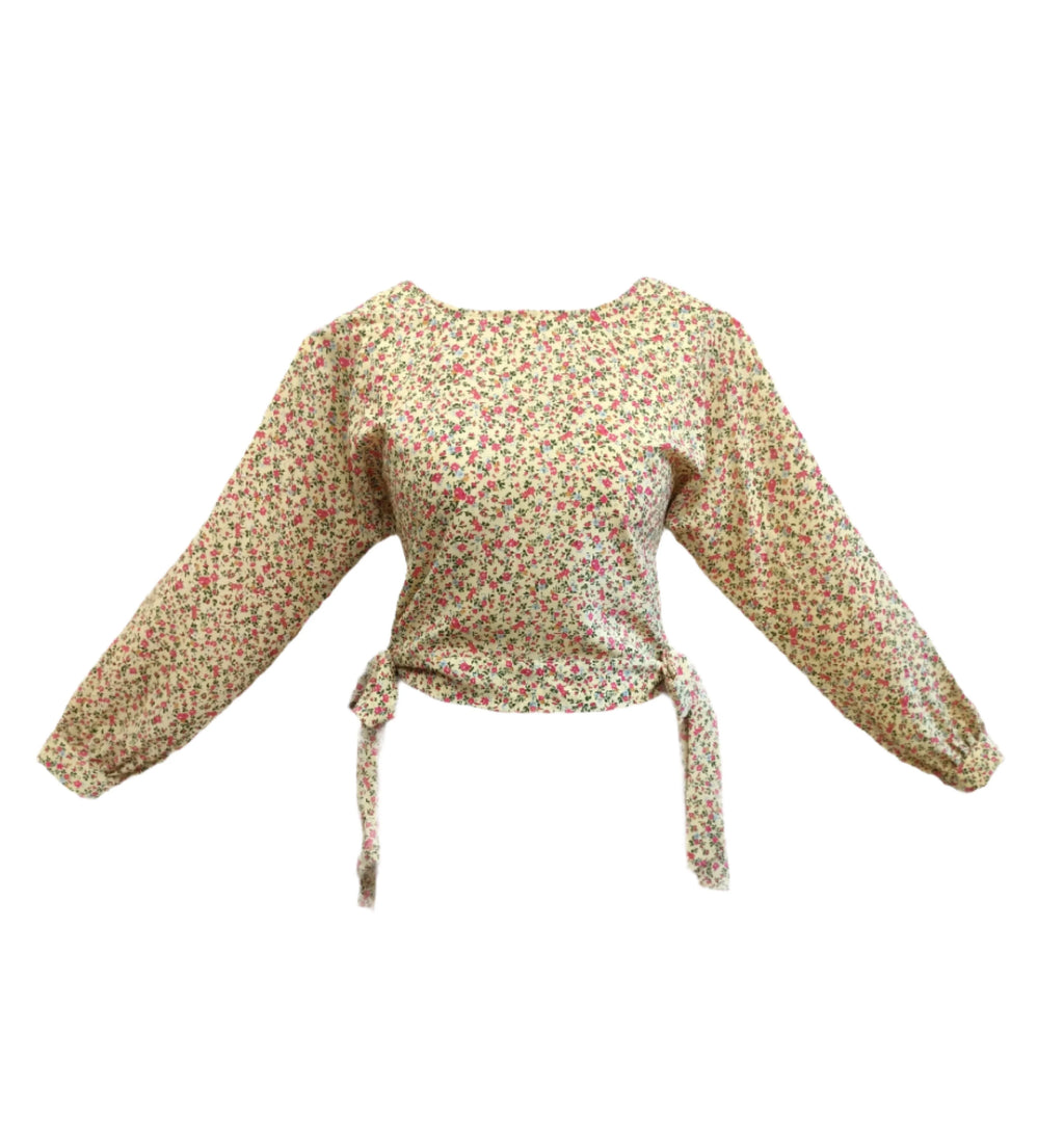 Khloe green floral printed crop top