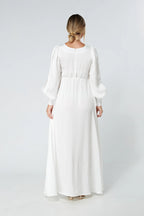 Lila White Knotted Front Soft Crepe Maxi Dress