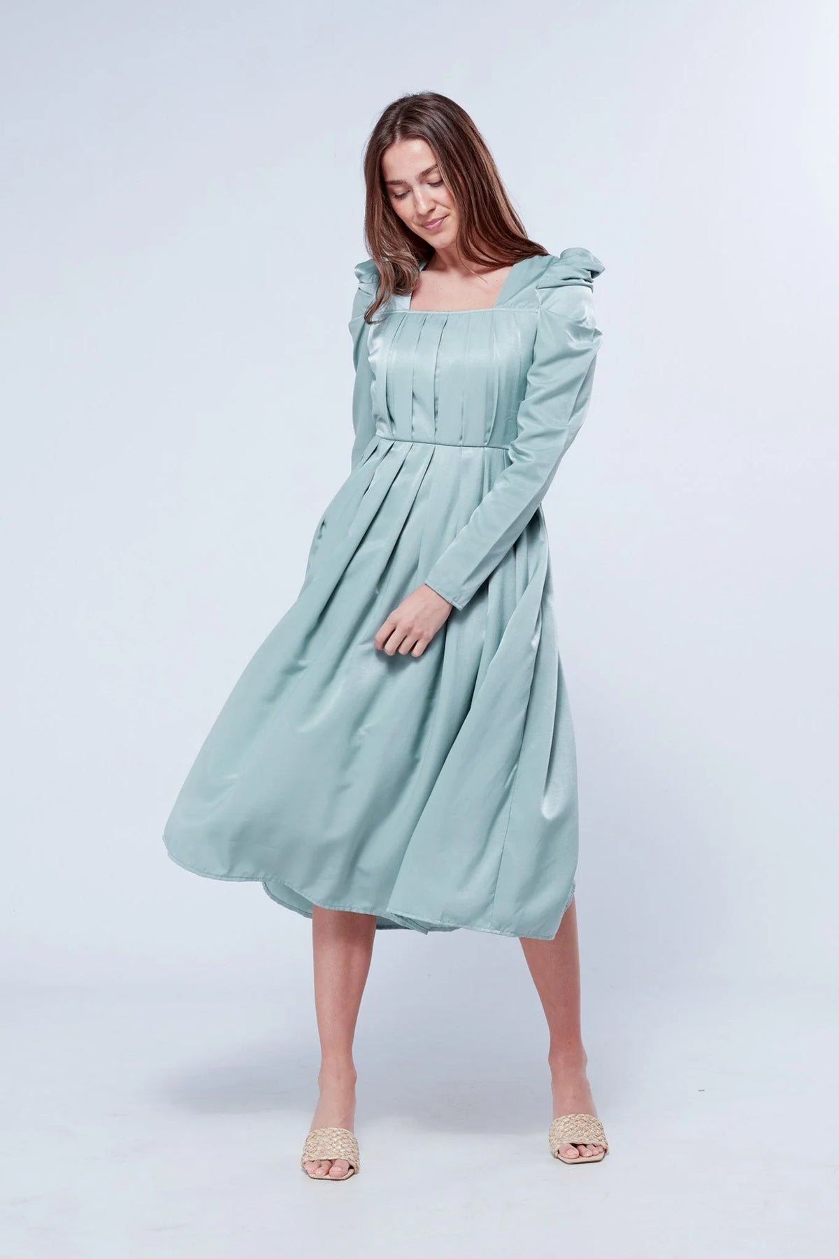 Harper Sky Blue Shimmery Midi Dress