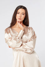 Gabriella Cream Satin Midi Dress