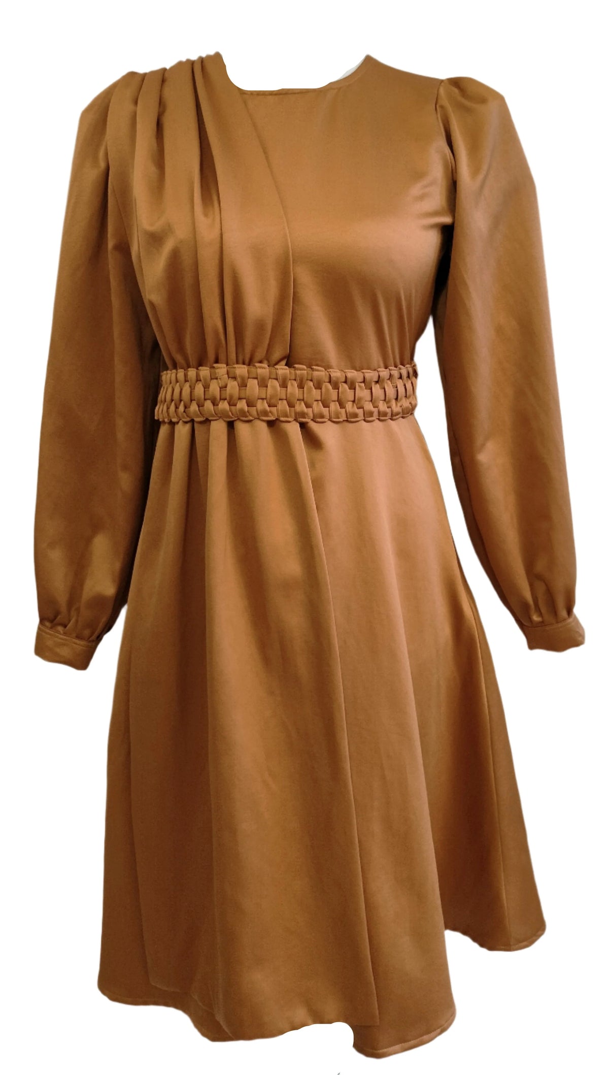 Nicole Mustard Yellow Midi Dress With Braided Waist