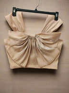 Soomin Shimmery Beige Crop Top With Oversized Bow