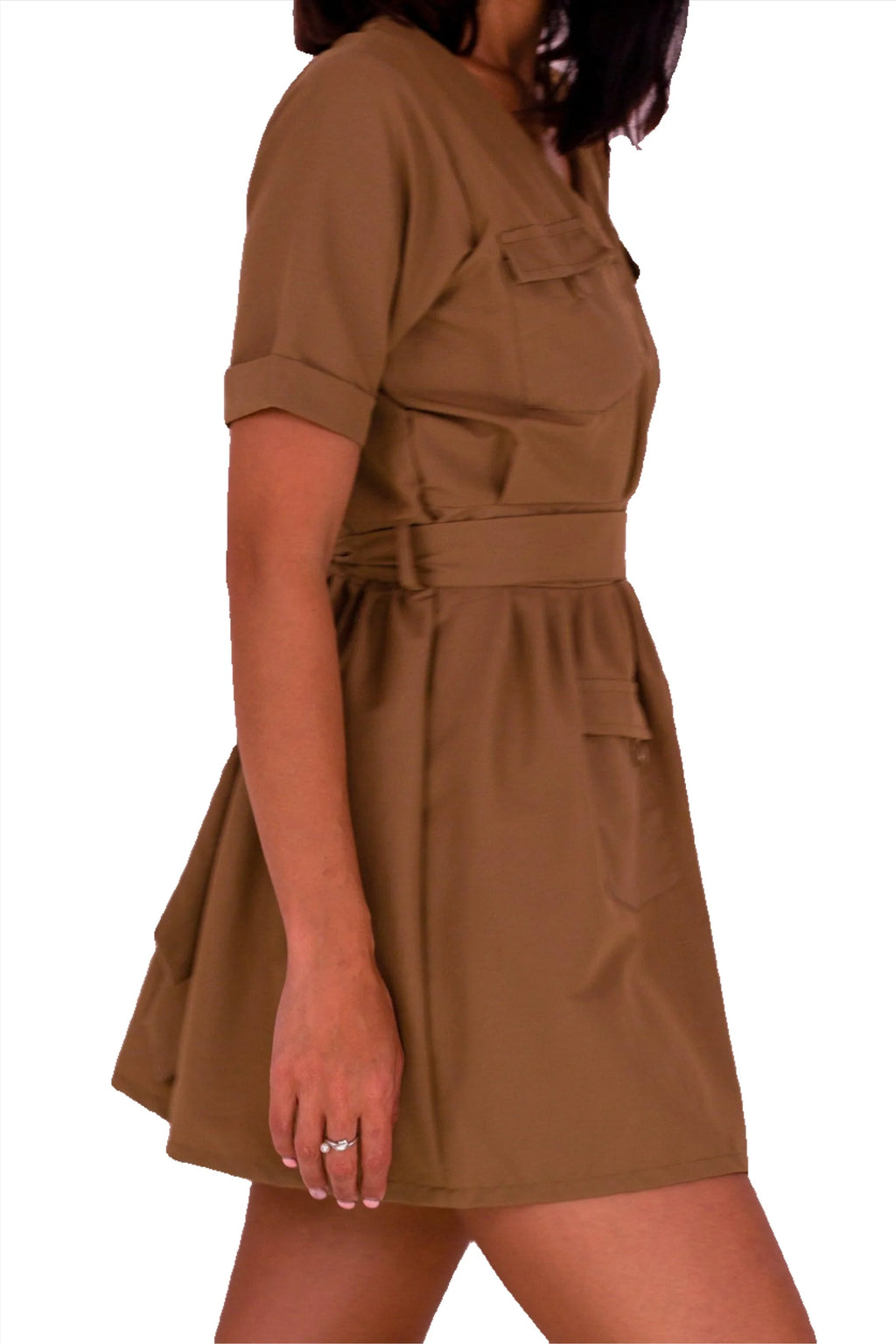 Adah Khaki Beige Mini Dress