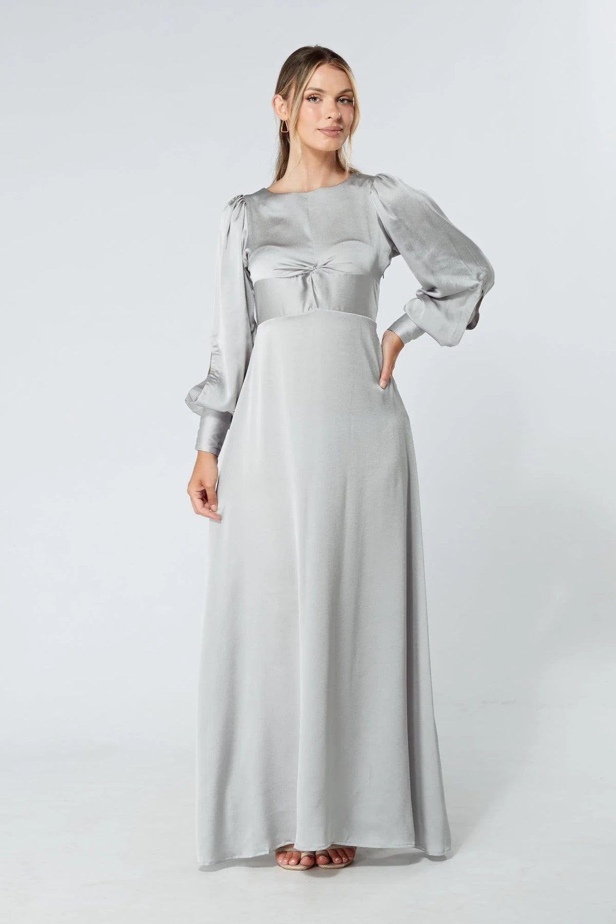 Lila Silver Knotted Front Maxi Dress