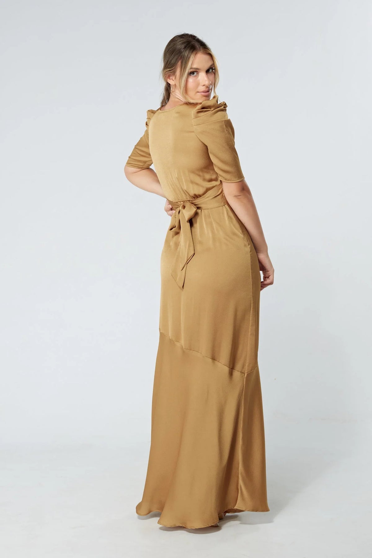 Daisy Dark Gold Crepe Maxi Dress