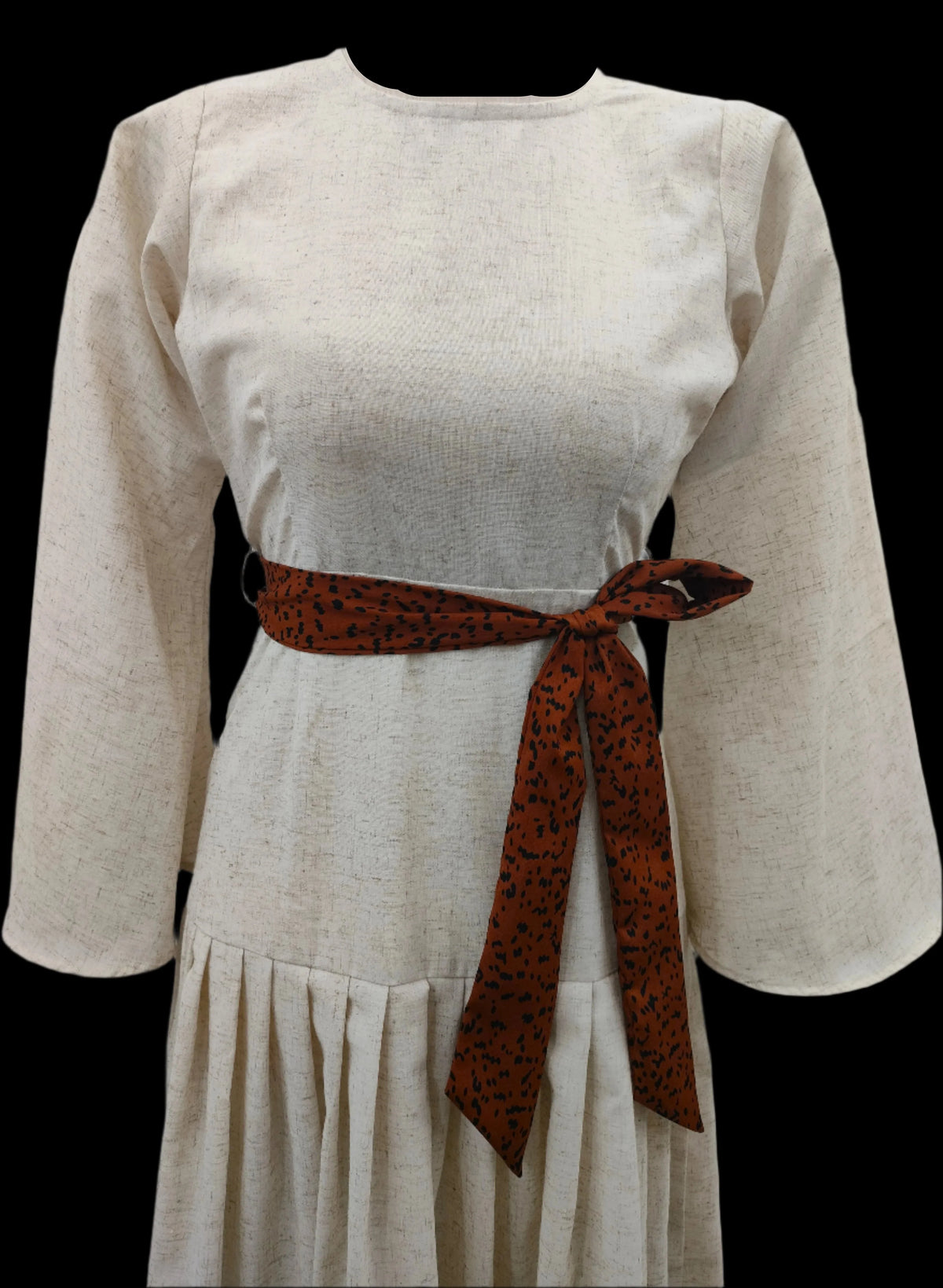 Edna Off White Maxi Dress With Brown Belt