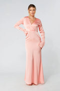 Alessandra Blush Satin Crepe Maxi Dress