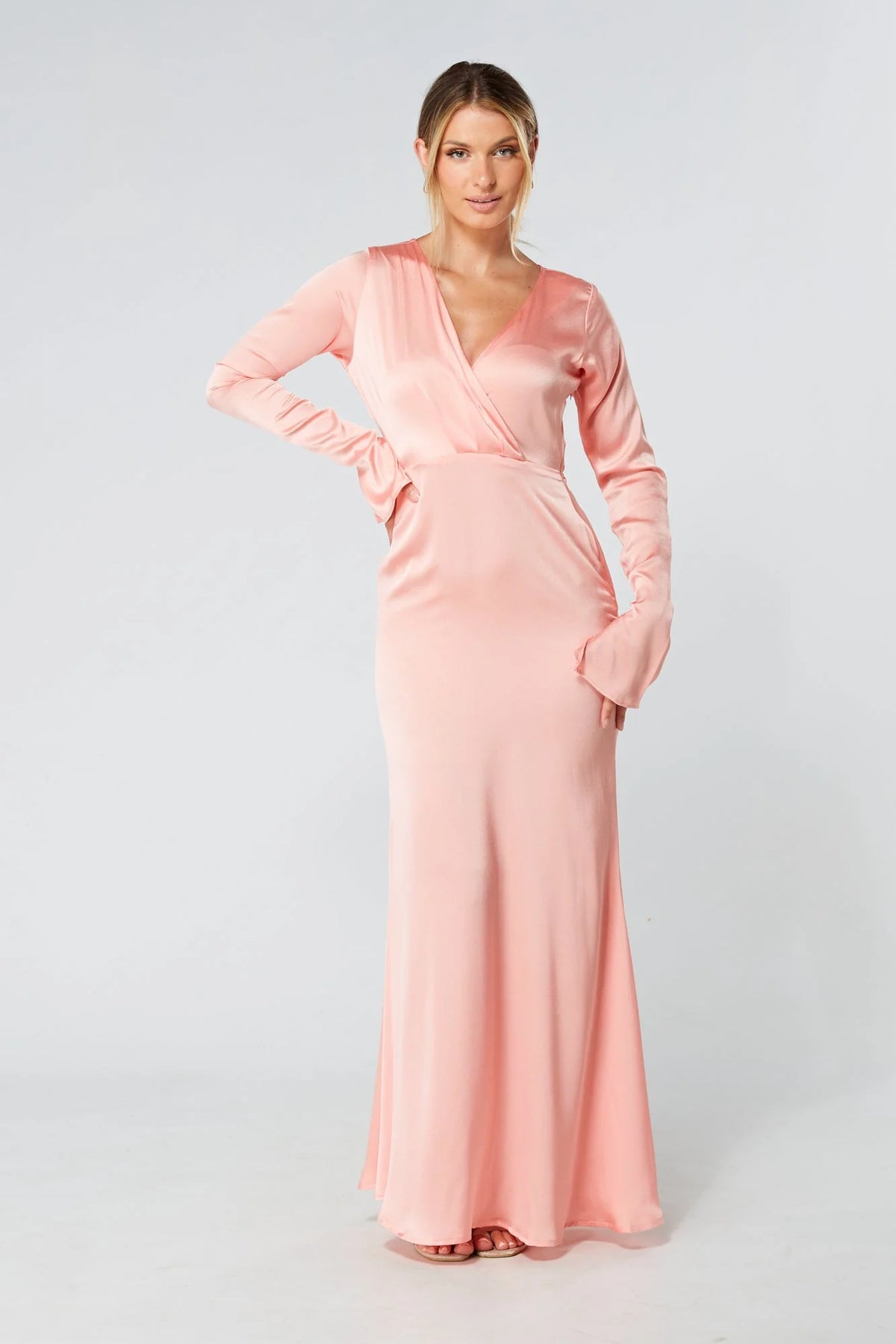 Alessandra Blush Satin Crepe Maxi Dress