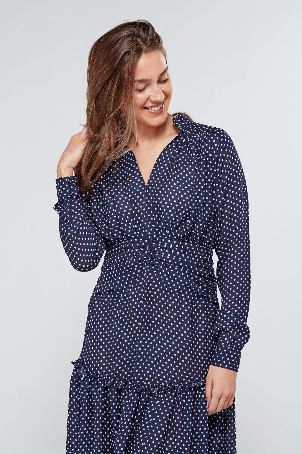 Nikita Navy Dotted Midi Dress