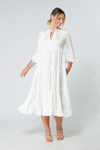 Gia White Tiered Maxi Dress