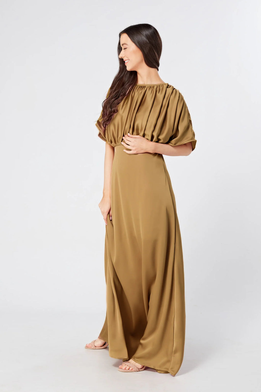 Josephine Deep Gold Satin Maxi Dress
