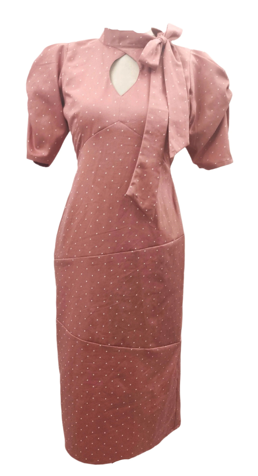 Britney pink midi dress with short sleeves