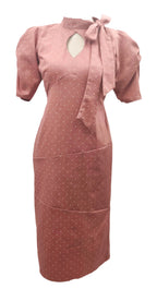 Britney pink midi dress with short sleeves