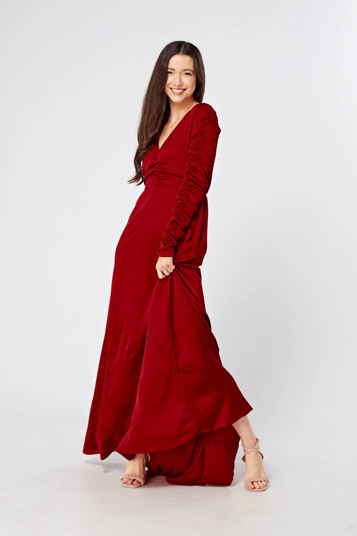 Ella Red Crepe Maxi Dress