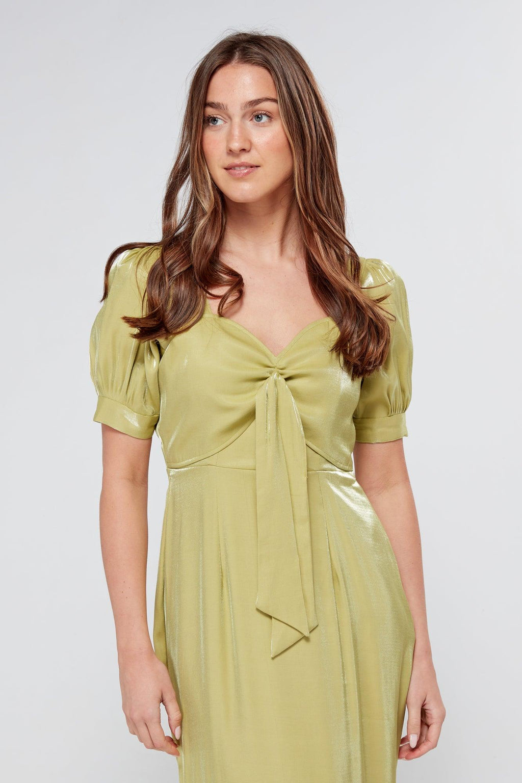 Messika Pistachio Shimmery Maxi Dress