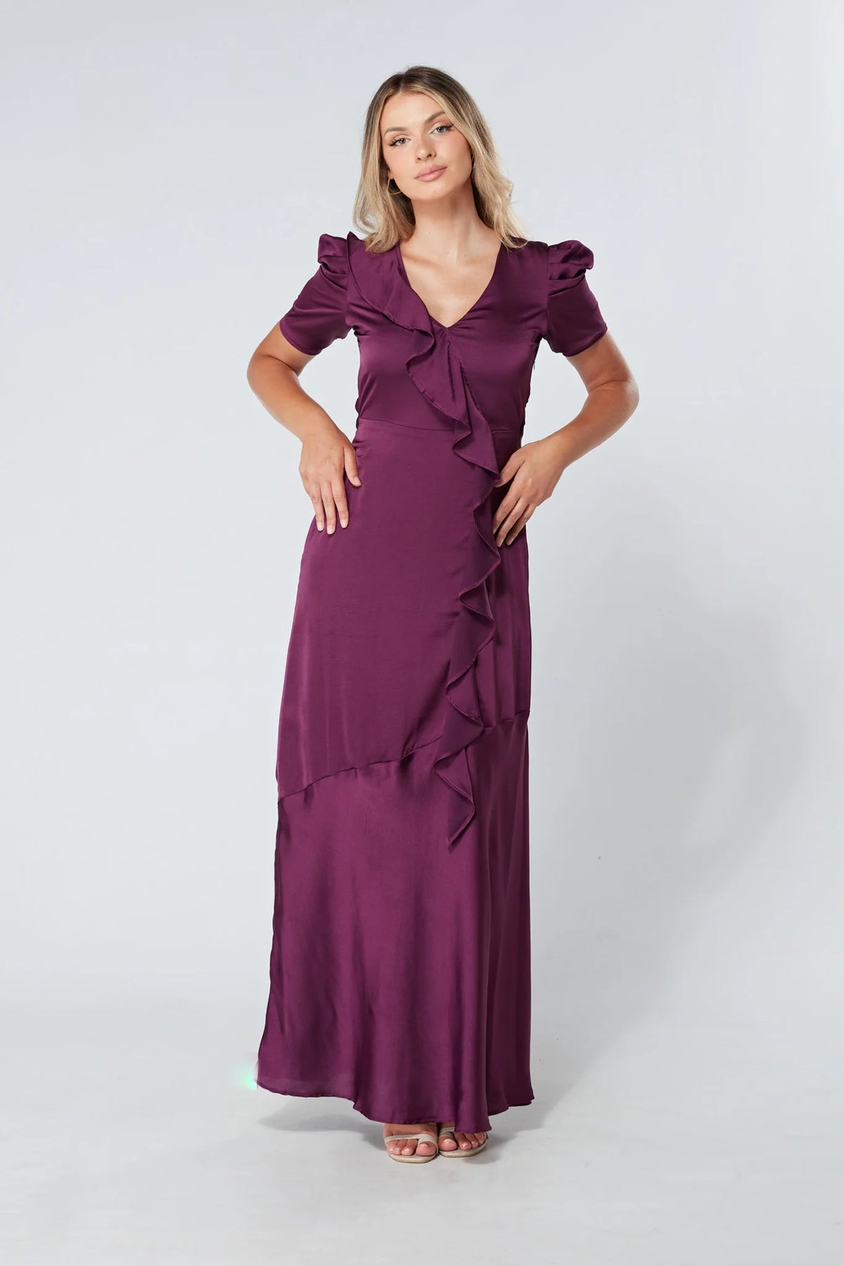 Daisy Purple Crepe Maxi Dress