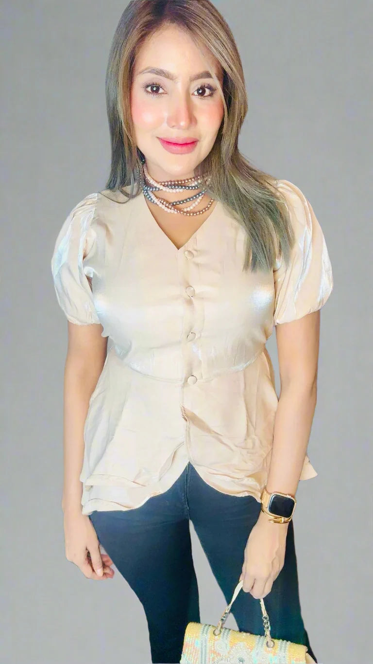 Linda Shimmery Beige Top