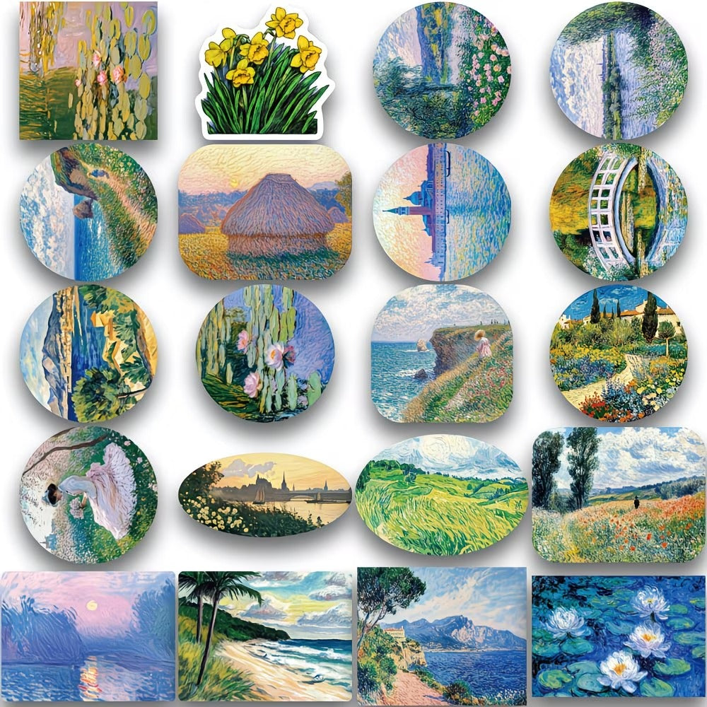 56pcs oil painting series stickers suitable decorating