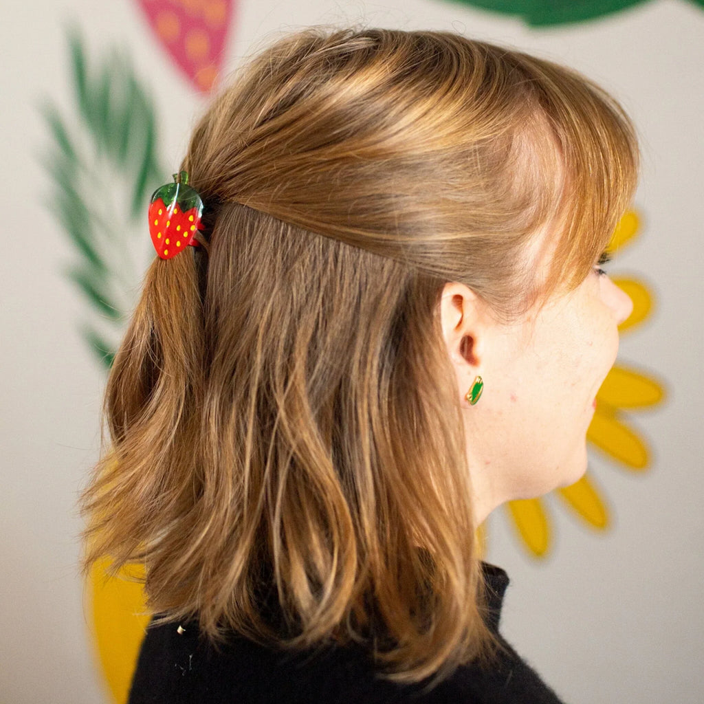 Mini Hair Claw Clip - Red Strawberry