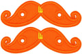 Mulholland Clip-on Mustache: Orange Neon